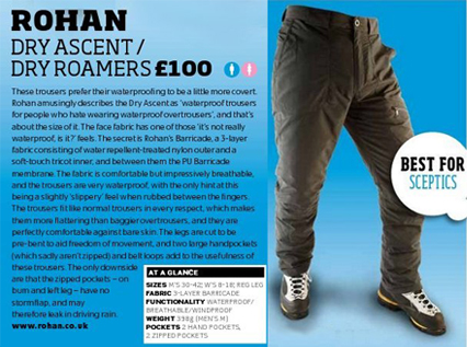 Dry Ascent Trousers in Trail Magazine