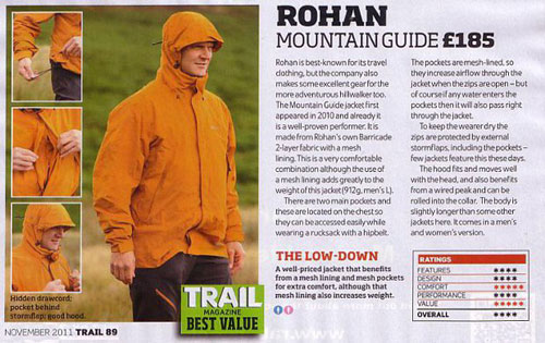 Rohan Mountain Guide rewarded Best Value by Trail Magazine