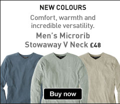 Men's Microrib Stowaway V Neck. Comfort, warmth and incredible versatility. NEW COLOURS. &pound;48. Buy Now.
