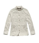 Functional linen travel jacket.